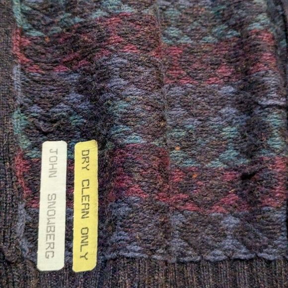 Vintage Christopher Hayes Shetland Wool Chunky Knit Argyle Cardigan Sweater XL - Picture 8 of 8